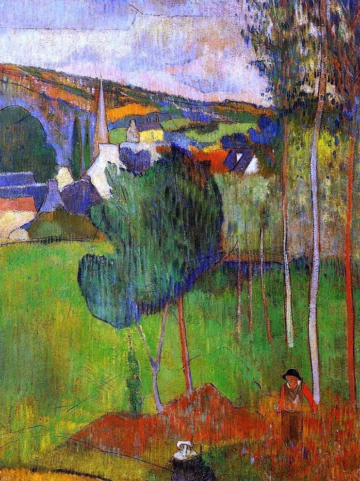 Paul Gauguin View of Pont-Aven from Lezaven, 21"x28" Wall Decal
