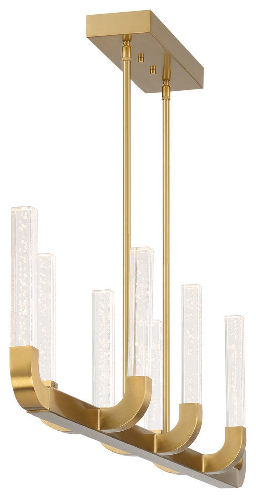 Del Mar 8-Light LED Linear Chandelier, Warm Brass by Breegan Jane