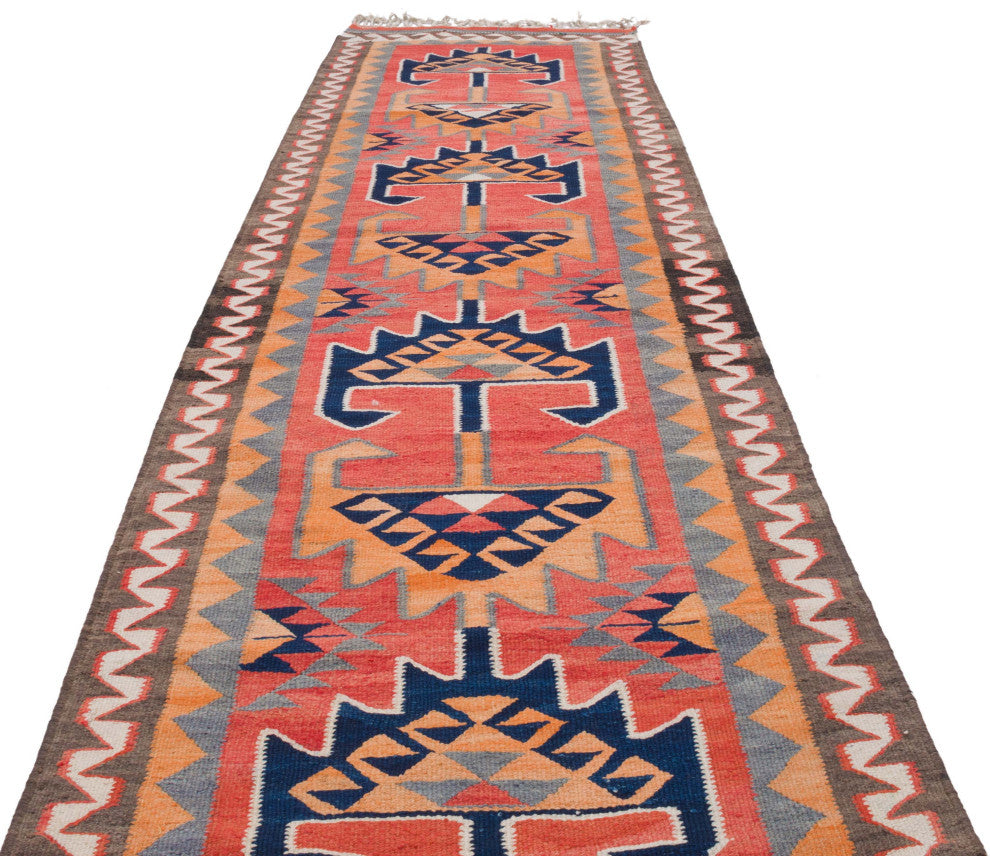 Vintage Turkish Kilim Runner 3' 5" x 11' 5", 41 in. x 137 in.