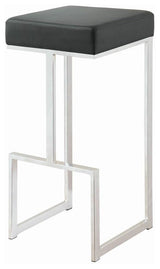 Contemporary Leatherette Bar Stool Chair With Chrome Base, Black