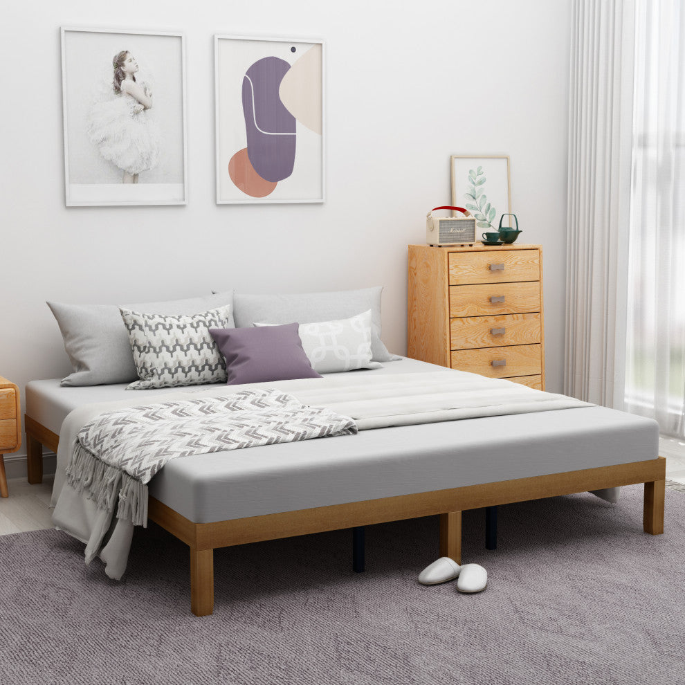 Gewnee Queen Size Wood Platform Bed Frame