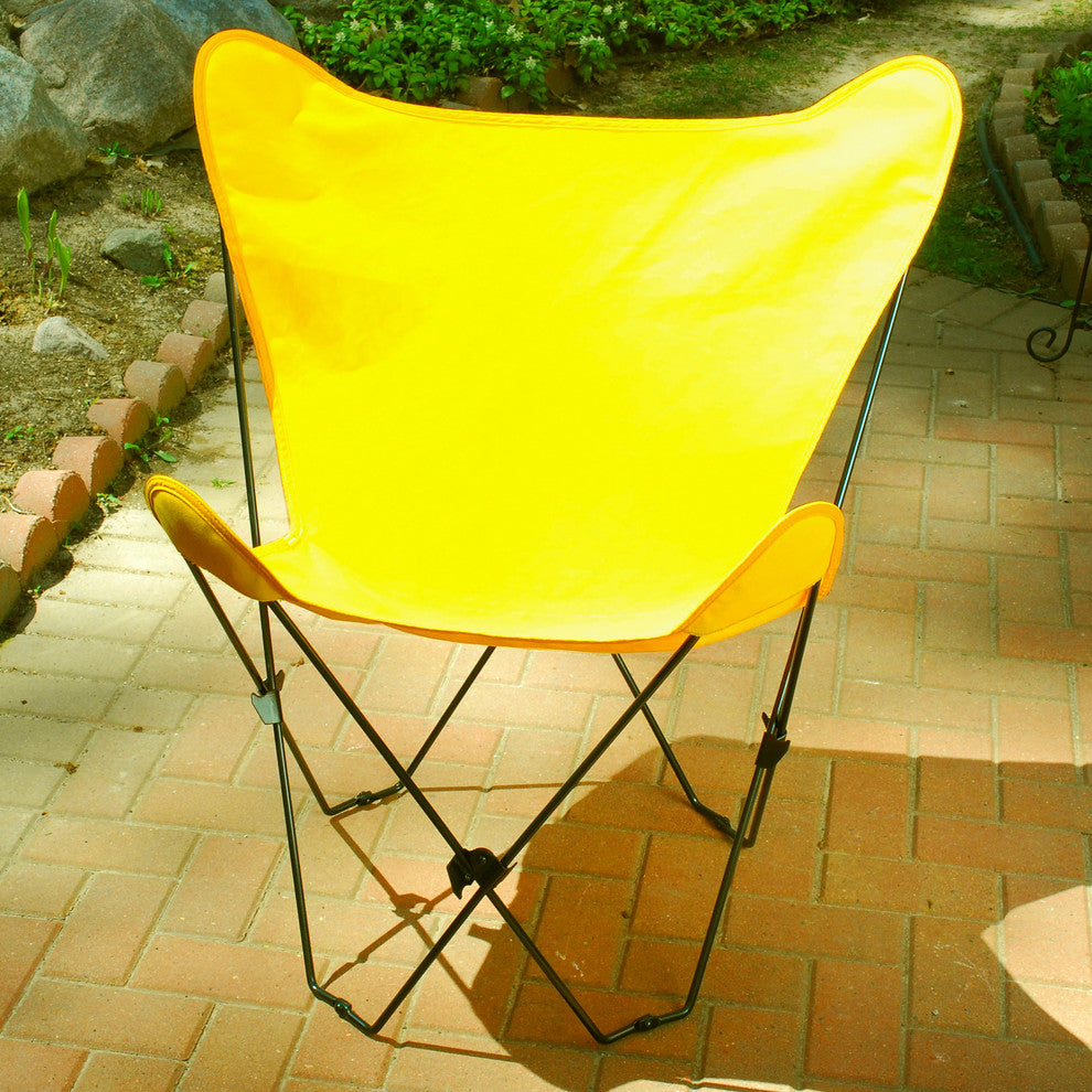 Butterfly Chair and Cover Combo With Black Frame, Yellow
