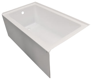 Vanity Art Alcove Soaking Acrylic Bathtub, White/Brushed Nickel, 54"x32", Left