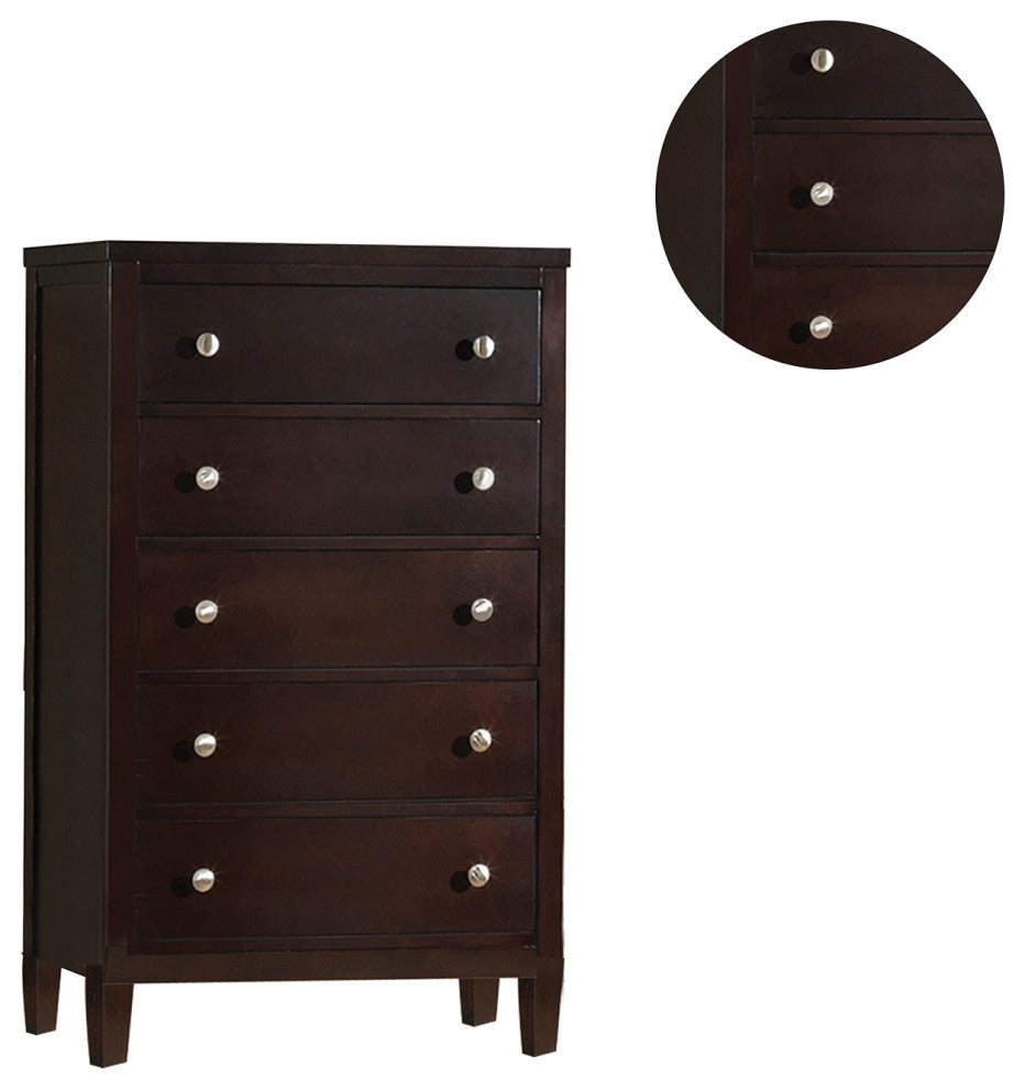 Wooden Chest with 5 Drawers, Cappuccino