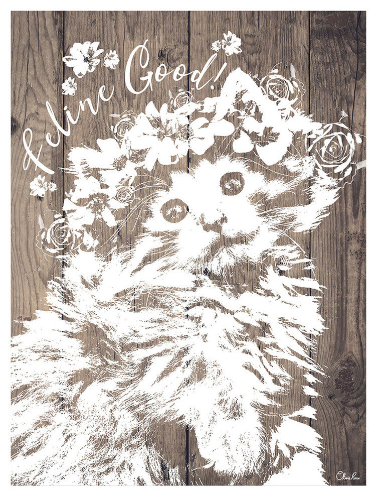 Ready2HangArt ''Feline Good'' Wrapped Canvas Cat Wall Art, 30"x20"
