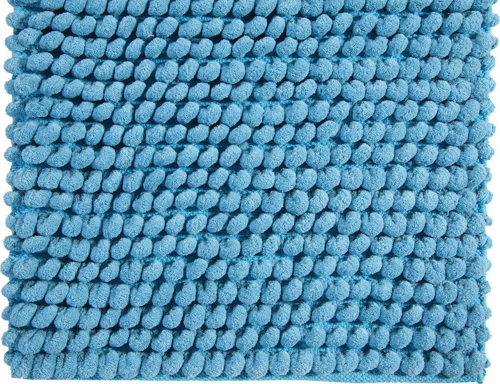 Bath Rug Cotton and Microfiber Hand Loom, 50"x30", Arctic Blue, Pattern Bubbles