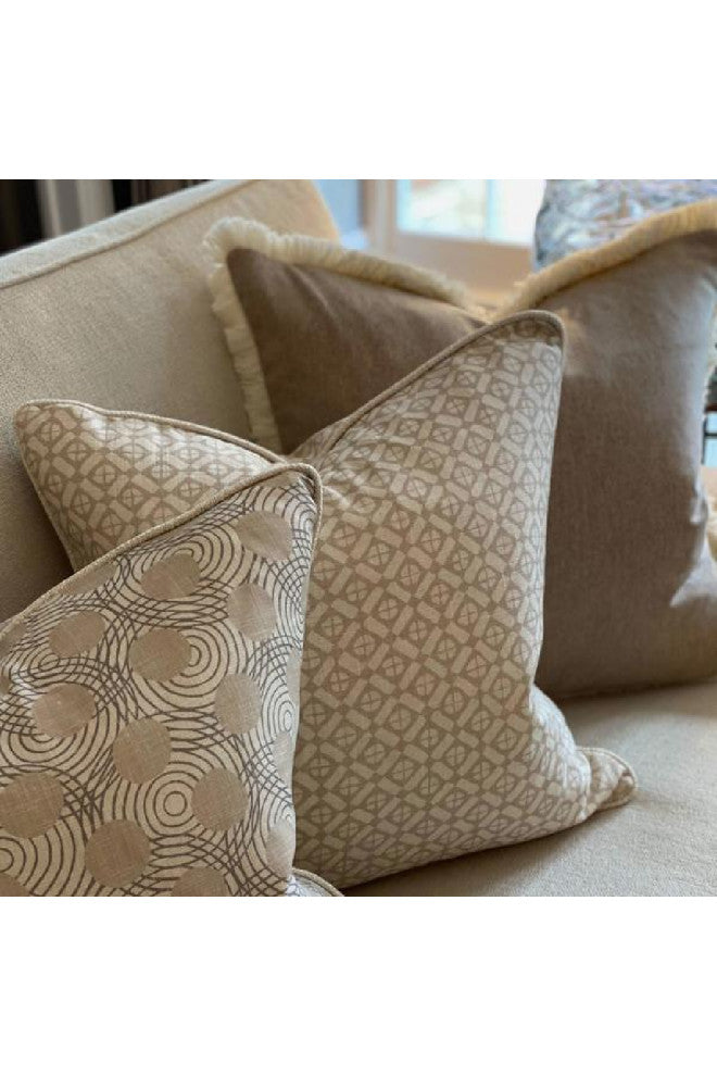 Camel Tone Wool Square Cushion, Andrew Martin York