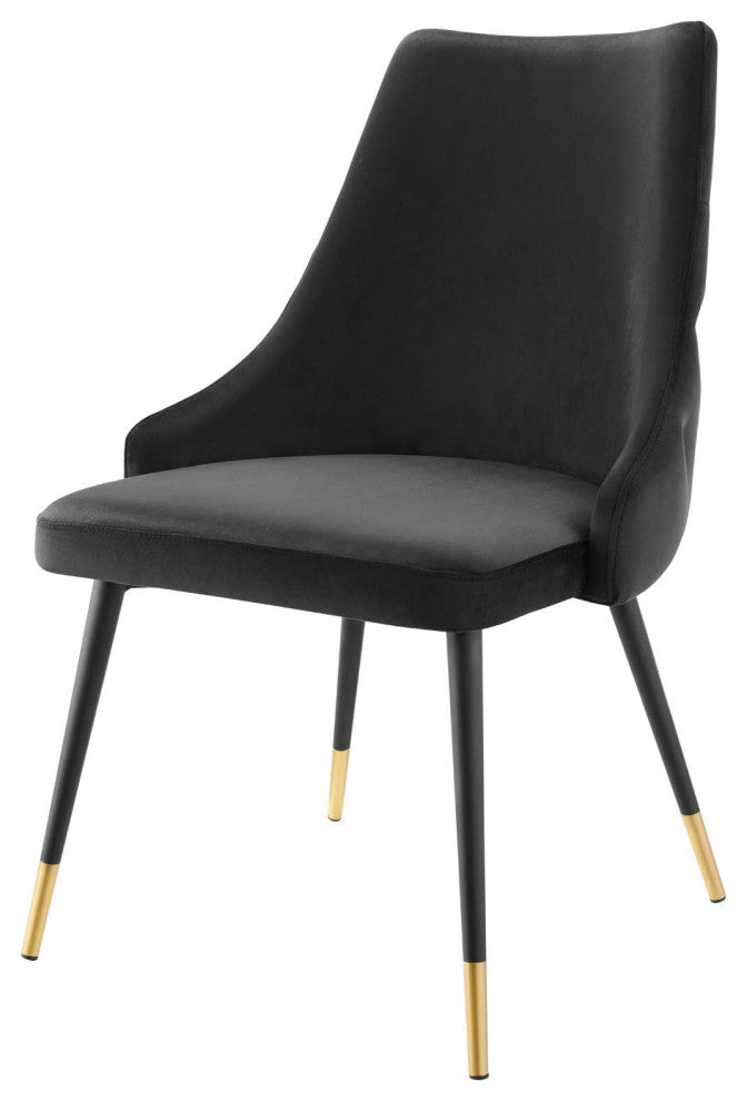Side Dining Chair, Set of 2, Velvet, Black, Cafe Bistro Restaurant Hospitality