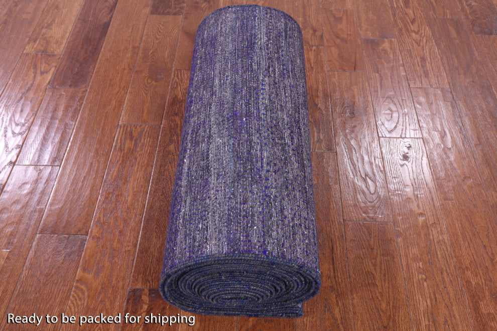 2' 6" X 31' 11" Runner Handmade Wool and Silk Super Savannah Gabbeh Rug Q9011