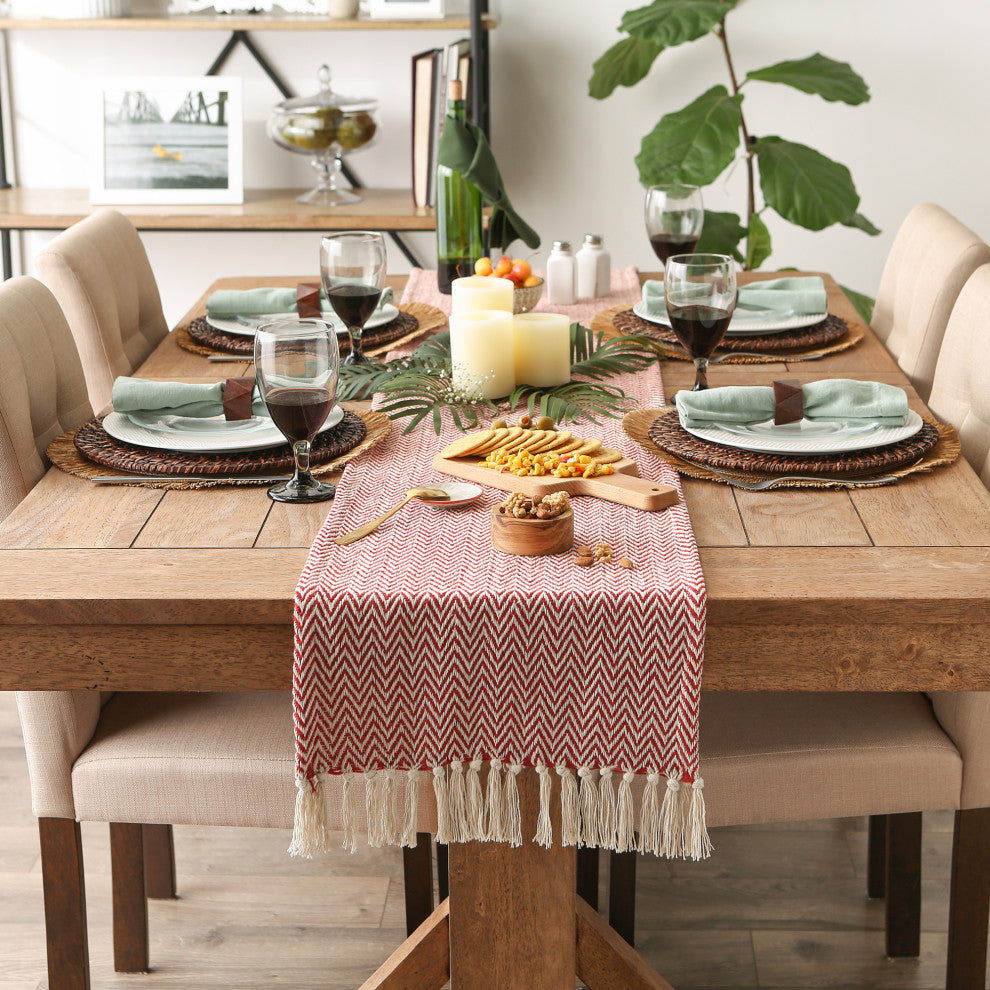 Barn Red Chevron Table Runner 15x72