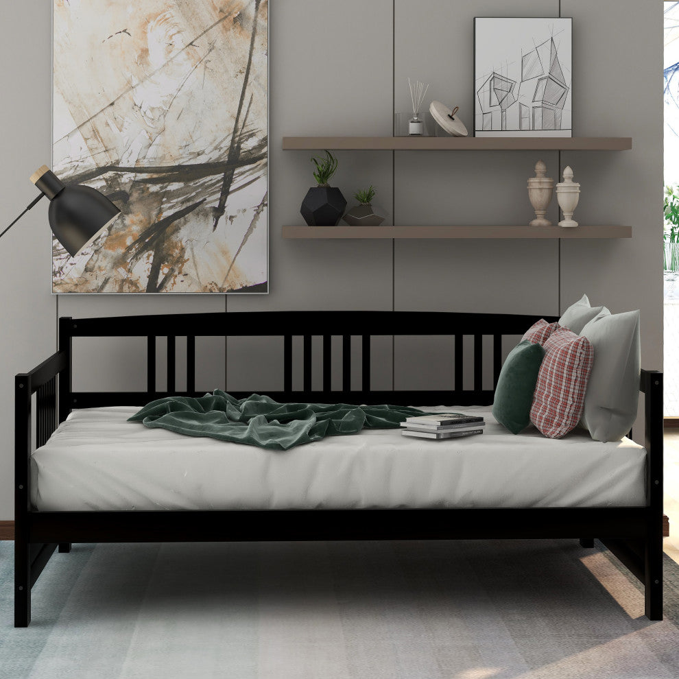 Gewnee Solid Wood Twin Size Daybed in Espresso