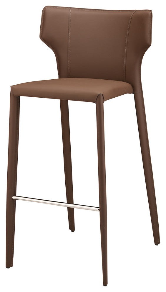 Wayne Counter Stool in Mink Leather by Nuevo