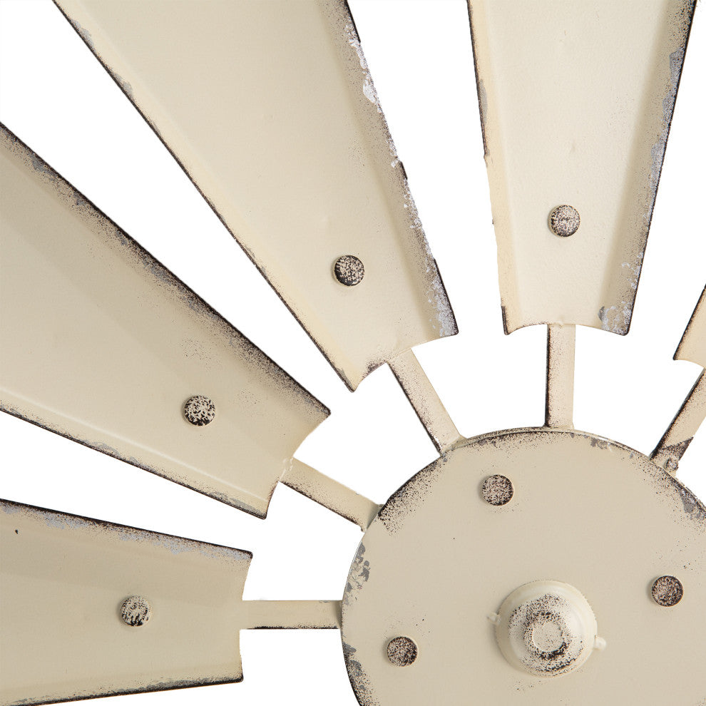 Metal Galvanized Wind Spinner Wall Decor, Beige, 28.5"�l