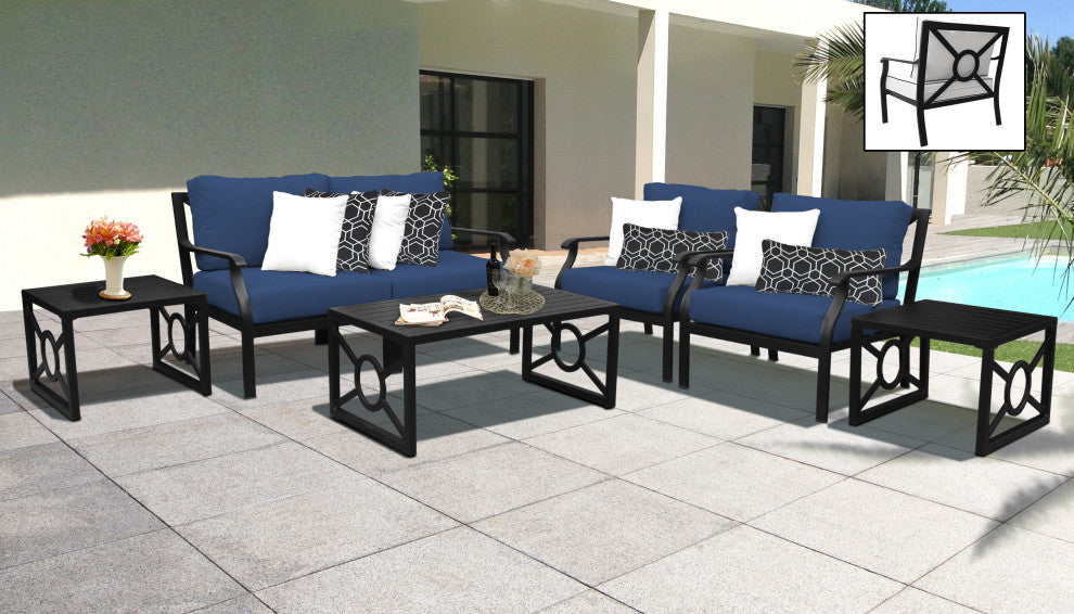 kathy ireland Madison Ave. 7 Piece Aluminum Patio Furniture Set 07d, Midnight