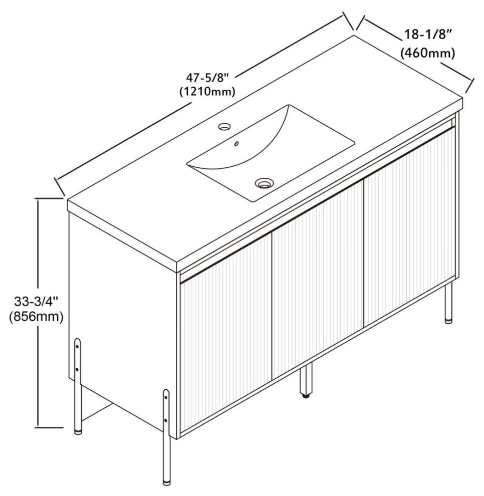 Flutie 48" Bathroom Vanity Set, Charcoal, Single Ceramic White Sink