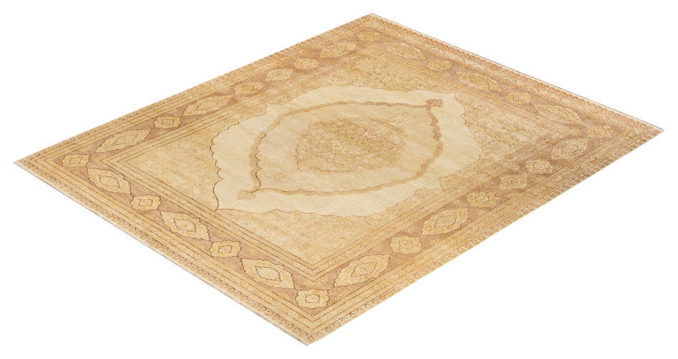 Eclectic, One-of-a-Kind Hand-Knotted Area Rug Ivory, 8'1"x10'4"
