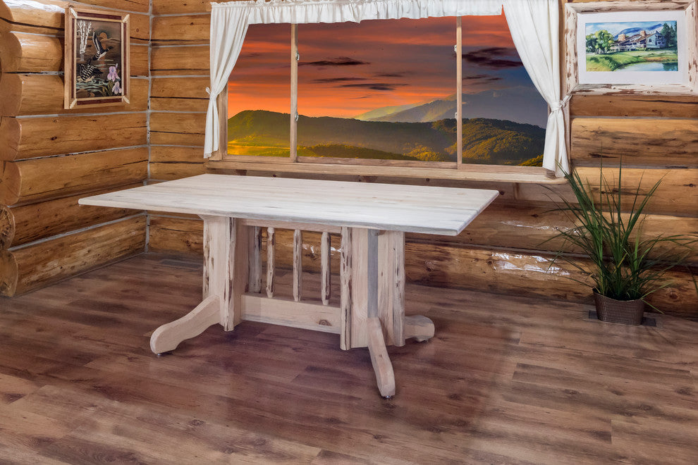Montana Collection Double Pedestal Dining Table, Clear Lacquer Finish