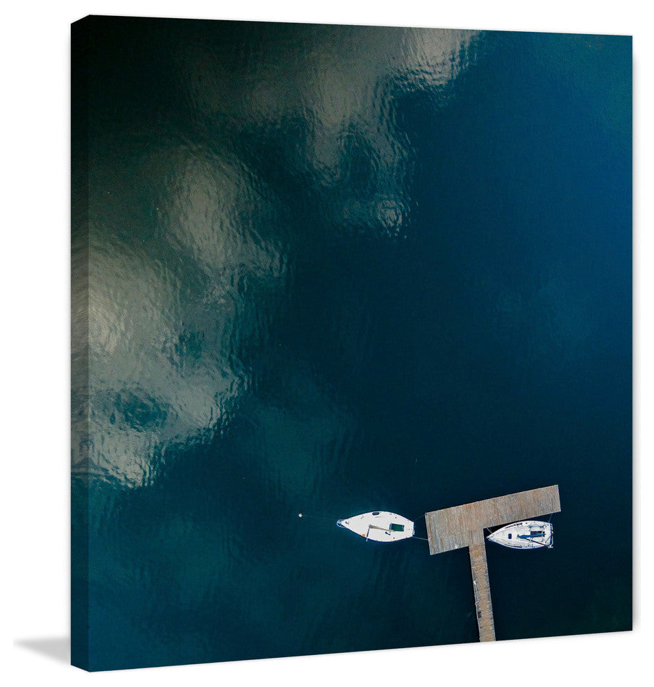 "White Boats Calm Lake" Print by Karolis Janulis