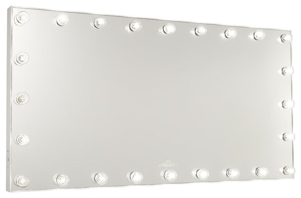 Hollywood Glow Panorama Extra Wide Vanity Mirror, Glossy White, Clear Led