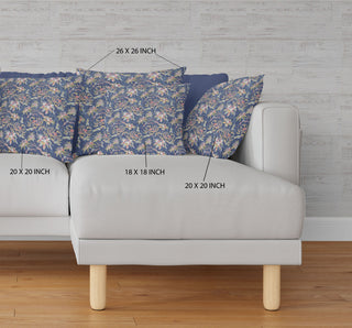 20" Blue Yellow Roses Indoor Outdoor Throw Pillow