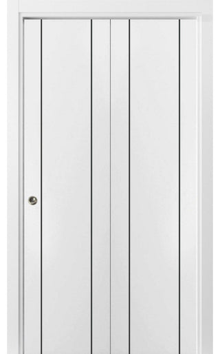 Bi-fold Doors 36 x 96 | Planum 0016 White Silk with  | Sturdy Tracks