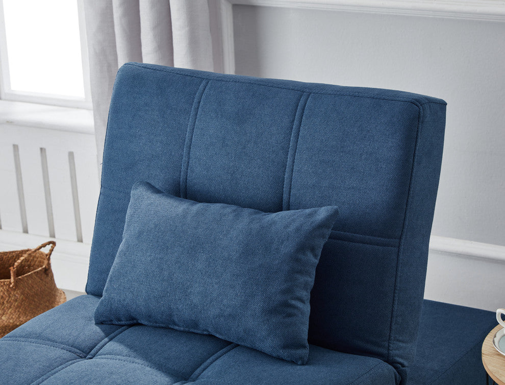 GDF Studio Sofa Bed Convertible Sleeper Chair Bed with Side Pocket, Blue