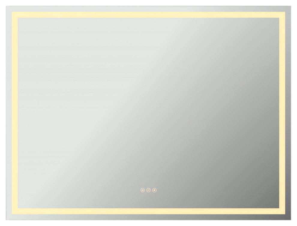 Rectangular Frameless Dimmable Anti-Fog Wall Mounted LED Bathroom Vanity Mirror, 48" X 36"