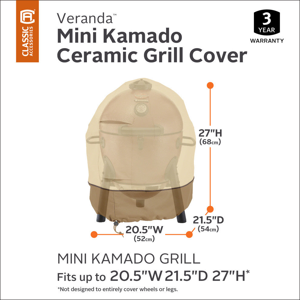 Mini Kamado Ceramic Grill Cover, Heavy-Duty Weather Resistant Fabric