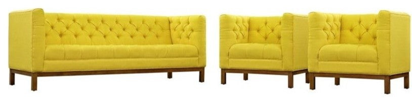 Modern Sunny Panache Living Room Set Upholstered Fabric, 3-Piece Set