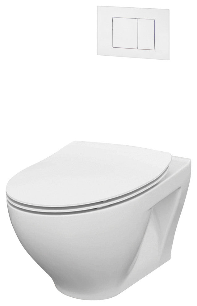 In-Wall Toilet Set, White Square Actuators, 2"x6" Carrier & Tank