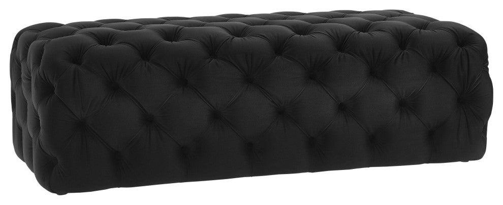 Kaylee Black Velvet Ottoman