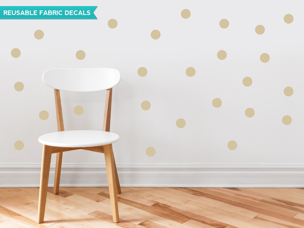 Polka Dot Fabric Wall Decals, Set of 48, 2" Polka Dots, Beige