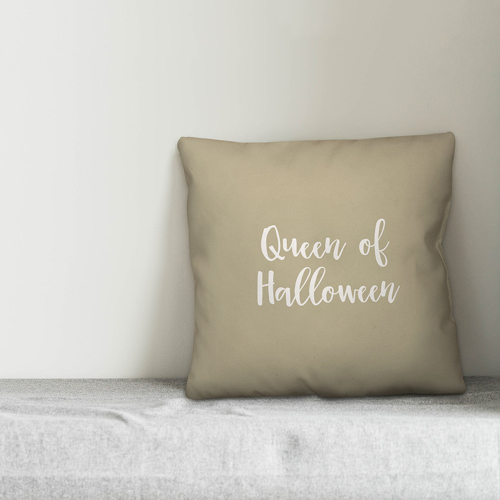 Queen Of Halloween in Beige 18x18 Throw Pillow