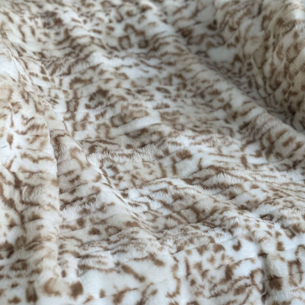 Plutus Light Brown Luxe Lash Faux Fur Throw Blanket, 90"L x 90"W Full
