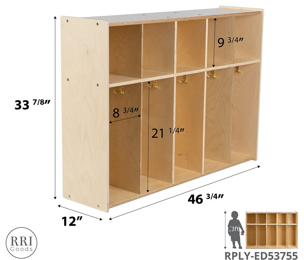 5 Section Cubby Locker with Storage Organizer