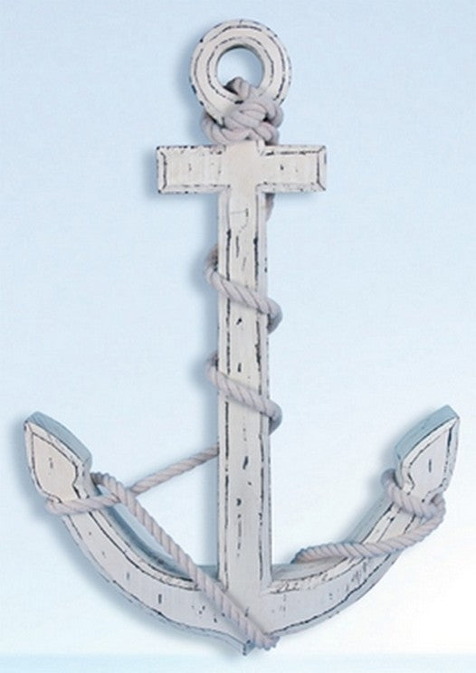 24" Distressed White Wood Anchor