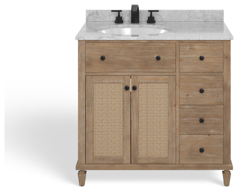 The Wailea Bathroom Vanity, Weathered Fir, 36", Single Sink, Freestanding