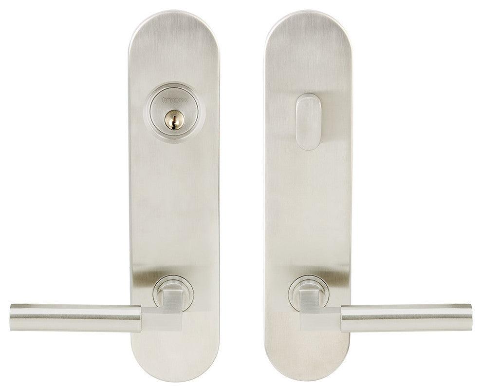 Aurora Lever, Tubular Entry, Single Cylinder, LH, Satin Stainless Steel