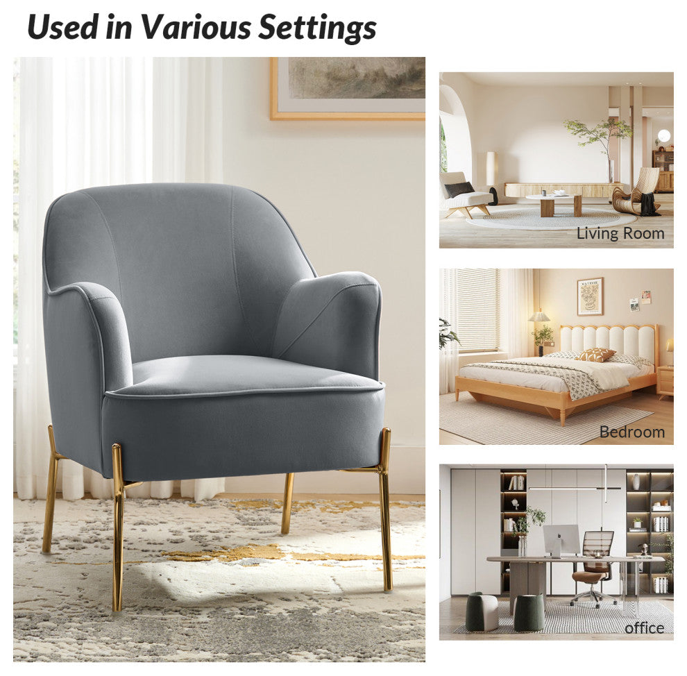 Nora Fabric Accent Chair, Gray