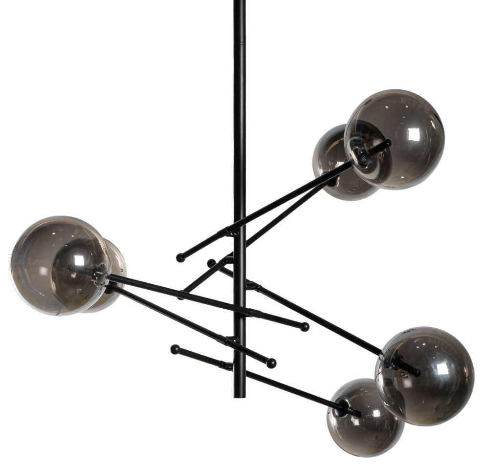 Javier 6 Light Black Metal and Glass Sputnik Chandelier