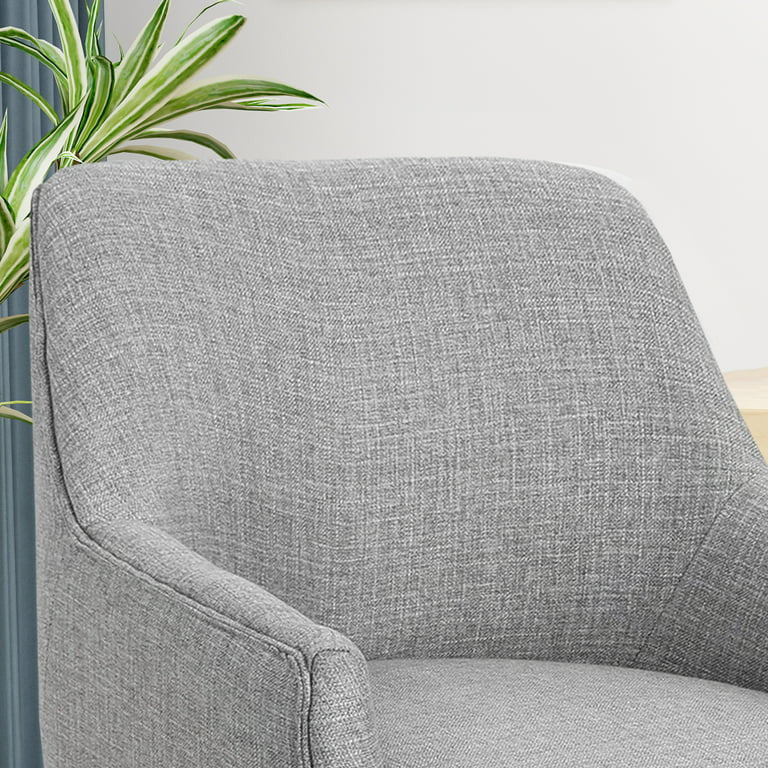Contemporary Office Chair, Swiveling Design With Plush Seat & Sloped Arms, Gray