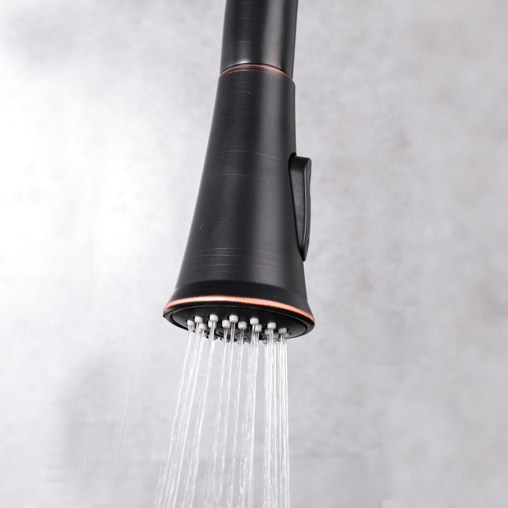 Single Handle High Arc Pull Out Kitchen Faucet in Oil Rubbed Bronze Finish