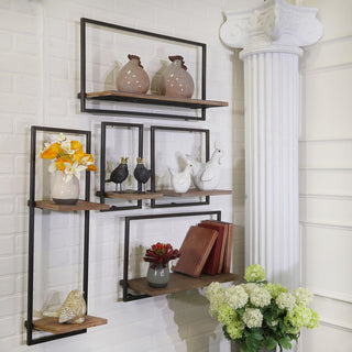 Sagebrook Home Wood/Metal Wall Shelves Organizer, Set of 5