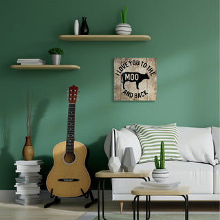 The Moo And Back Funny Cow Farm Wood Texture Word Design, 24"x24"