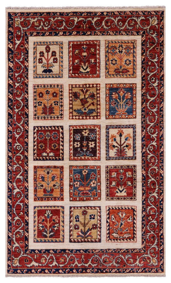 3' 2" X 5' 2" Persian Garden Design Hand Knotted Rug Q10670