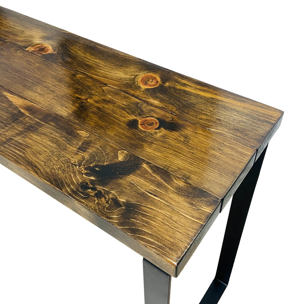 Barn Walls Bedroom Console Table Accent Table, Handcrafted, Dark Brown, 58" Length