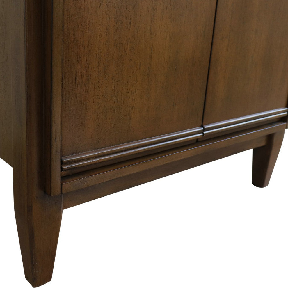 25" Single Sink Vanity, Walnut Finish With Black Galaxy Granite