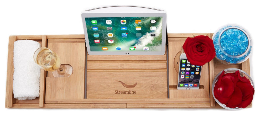 51" Streamline G-38-187-BNK Freestanding Bathtub, Tray, Drain, Brushed Nickel