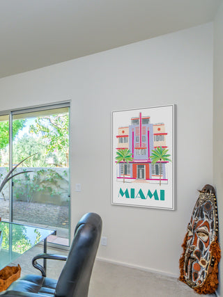 "Miami Art Deco" Floater Framed Painting Print on Canvas, 12"x18"