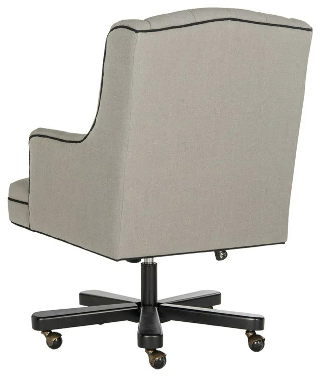 Traditional Office Chair, Diamond Button Tufted Back & Curved Backrest, Granite